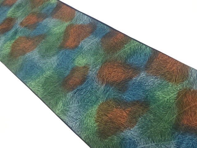 抽象葉模様織出し名古屋帯